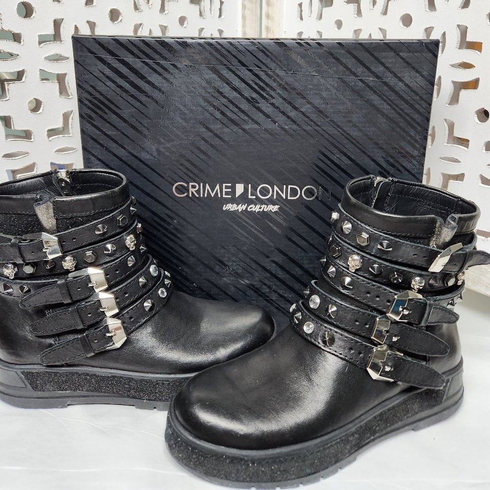 Crime London Strappy Punk Vibe Boots New In Box EU 38 US 7